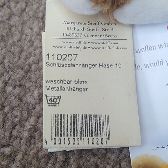 Steiff key chain Rabbit 4" - Picture 5 of 9